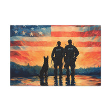 Load image into Gallery viewer, Patriotic Canvas Print - Heroes and Their Dogs - Perfect for Veterans Day and Memorial Day