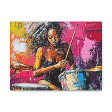 Load image into Gallery viewer, Colorful Drummer Canvas Art Print, Modern Wall Decor, Music Lover Gift, Vibrant Home Accent, Jazz Art Piece, Unique Gift Idea