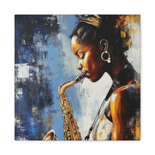 Load image into Gallery viewer, Saxophone Art Canvas, Music Lover Decor, Jazz Wall Art, Unique Gift for Musicians, Home Office Decoration, Inspirational Artwork