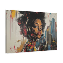 Load image into Gallery viewer, Urban Chic Canvas Art - Vibrant Female Portrait with Headphones