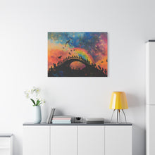 Load image into Gallery viewer, Vibrant Pet Lovers Canvas Art - Rainbow Bridge Design