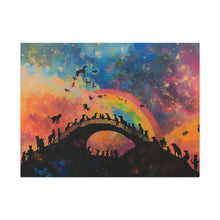 Load image into Gallery viewer, Vibrant Pet Lovers Canvas Art - Rainbow Bridge Design