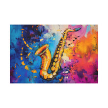 Load image into Gallery viewer, Colorful Saxophone Canvas Art - Vibrant Jazz Wall Decor