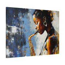Load image into Gallery viewer, Saxophone Art Canvas, Music Lover Decor, Jazz Wall Art, Unique Gift for Musicians, Home Office Decoration, Inspirational Artwork