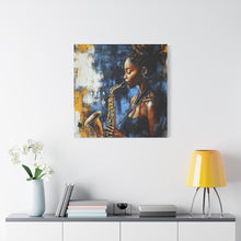 Load image into Gallery viewer, Saxophone Art Canvas, Jazz Decor, Music Lover Gift, Home Wall Art, Portrait Painting, Modern Artwork, Unique Gift Idea