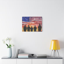 Load image into Gallery viewer, Patriotic Canvas Art - Silhouetted Police Officers with American Flag
