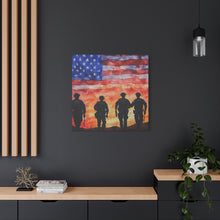 Load image into Gallery viewer, Patriotic Police Canvas Art - American Flag Silhouette