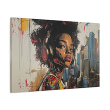 Load image into Gallery viewer, Urban Chic Canvas Art - Vibrant Female Portrait with Headphones