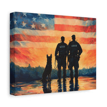 Load image into Gallery viewer, Patriotic Canvas Print - Heroes and Their Dogs - Perfect for Veterans Day and Memorial Day