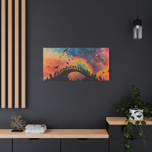 Load image into Gallery viewer, Vibrant Pet Lovers Canvas Art - Rainbow Bridge Design