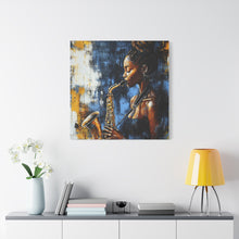 Load image into Gallery viewer, Saxophone Art Canvas, Jazz Decor, Music Lover Gift, Home Wall Art, Portrait Painting, Modern Artwork, Unique Gift Idea