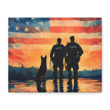 Load image into Gallery viewer, Patriotic Canvas Print - Heroes and Their Dogs - Perfect for Veterans Day and Memorial Day