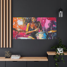 Load image into Gallery viewer, Colorful Drummer Canvas Art Print, Modern Wall Decor, Music Lover Gift, Vibrant Home Accent, Jazz Art Piece, Unique Gift Idea