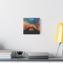 Load image into Gallery viewer, Vibrant Pet Lovers Canvas Art - Rainbow Bridge Design