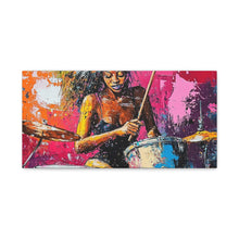 Load image into Gallery viewer, Colorful Drummer Canvas Art Print, Modern Wall Decor, Music Lover Gift, Vibrant Home Accent, Jazz Art Piece, Unique Gift Idea