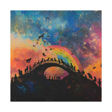 Load image into Gallery viewer, Vibrant Pet Lovers Canvas Art - Rainbow Bridge Design
