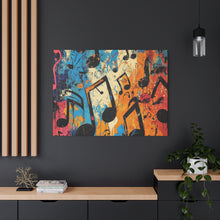 Load image into Gallery viewer, Vibrant Music Note Canvas Art - Colorful Stretched Wall Decor