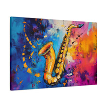 Load image into Gallery viewer, Colorful Saxophone Canvas Art - Vibrant Jazz Wall Decor