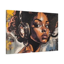 Load image into Gallery viewer, Artistic Matte Canvas Print - Stylish Woman with Headphones