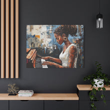 Load image into Gallery viewer, Piano Woman Canvas Art, Stylish Modern Decor, Gift for Music Lovers, Home Wall Art, Unique Artistic Playroom Decor