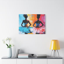 Load image into Gallery viewer, Dancing Ballerinas Canvas Wall Art, Colorful Abstract Ballet Painting, Girls Room Decor, Gift for Dance Lovers, Modern Art