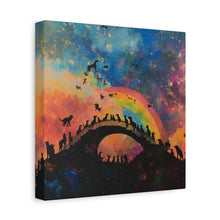 Load image into Gallery viewer, Vibrant Pet Lovers Canvas Art - Rainbow Bridge Design