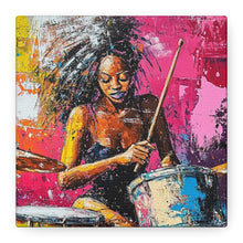 Load image into Gallery viewer, Colorful Drummer Canvas Art Print, Modern Wall Decor, Music Lover Gift, Vibrant Home Accent, Jazz Art Piece, Unique Gift Idea