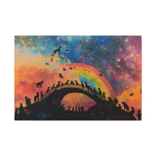 Load image into Gallery viewer, Vibrant Pet Lovers Canvas Art - Rainbow Bridge Design