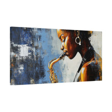 Load image into Gallery viewer, Saxophone Art Canvas, Music Lover Decor, Jazz Wall Art, Unique Gift for Musicians, Home Office Decoration, Inspirational Artwork