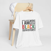 Load image into Gallery viewer, Empowering Black History Unisex Tee - WOKE, INTELLIGENT, RESILIENT