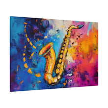 Load image into Gallery viewer, Colorful Saxophone Canvas Art - Vibrant Jazz Wall Decor
