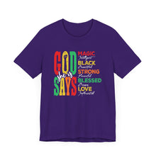 Load image into Gallery viewer, Inspirational Unisex Jersey Short Sleeve Tee - "God Says" Empowering Message