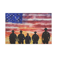 Load image into Gallery viewer, Patriotic Canvas Art - Silhouetted Police Officers with American Flag