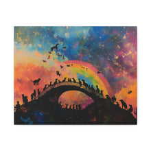 Load image into Gallery viewer, Vibrant Pet Lovers Canvas Art - Rainbow Bridge Design