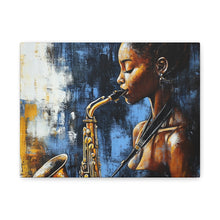 Load image into Gallery viewer, Saxophone Art Canvas, Jazz Decor, Music Lover Gift, Home Wall Art, Portrait Painting, Modern Artwork, Unique Gift Idea