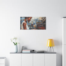 Load image into Gallery viewer, Canvas Wall Art, Piano Woman Artwork, Living Room Decor, Music Lover Gift, Black Artist Print, Home Office Decoration