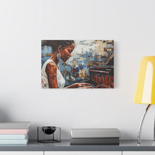 Load image into Gallery viewer, Canvas Wall Art, Piano Woman Artwork, Living Room Decor, Music Lover Gift, Black Artist Print, Home Office Decoration