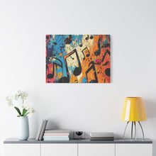 Load image into Gallery viewer, Vibrant Music Note Canvas Art - Colorful Stretched Wall Decor