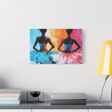 Load image into Gallery viewer, Dancing Ballerinas Canvas Wall Art, Colorful Abstract Ballet Painting, Girls Room Decor, Gift for Dance Lovers, Modern Art