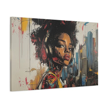 Load image into Gallery viewer, Urban Chic Canvas Art - Vibrant Female Portrait with Headphones