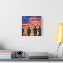 Load image into Gallery viewer, Patriotic Police Canvas Art - American Flag Silhouette