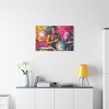 Load image into Gallery viewer, Colorful Drummer Canvas Art Print, Modern Wall Decor, Music Lover Gift, Vibrant Home Accent, Jazz Art Piece, Unique Gift Idea