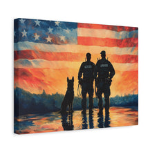 Load image into Gallery viewer, Patriotic Canvas Print - Heroes and Their Dogs - Perfect for Veterans Day and Memorial Day
