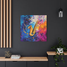 Load image into Gallery viewer, Colorful Saxophone Canvas Art - Vibrant Jazz Wall Decor