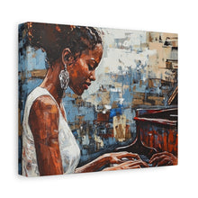 Load image into Gallery viewer, Canvas Wall Art, Piano Woman Artwork, Living Room Decor, Music Lover Gift, Black Artist Print, Home Office Decoration