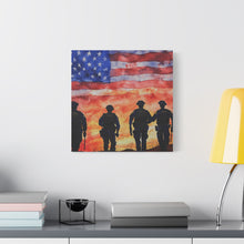 Load image into Gallery viewer, Patriotic Police Canvas Art - American Flag Silhouette