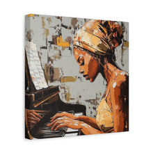 Load image into Gallery viewer, Piano Art Canvas Wall Decor, Inspirational Home Art, Music Lover Gift, Black Woman Artwork, Modern Art Print