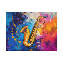 Load image into Gallery viewer, Colorful Saxophone Canvas Art - Vibrant Jazz Wall Decor