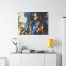 Load image into Gallery viewer, Saxophone Art Canvas, Jazz Decor, Music Lover Gift, Home Wall Art, Portrait Painting, Modern Artwork, Unique Gift Idea
