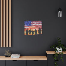 Load image into Gallery viewer, Patriotic Canvas Art - Silhouetted Police Officers with American Flag